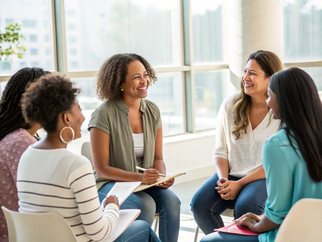 A group of women participating in a REFACOF-led workshop on sustainable forest management practices in rural Tanzania. The image should convey empowerment and community engagement.
